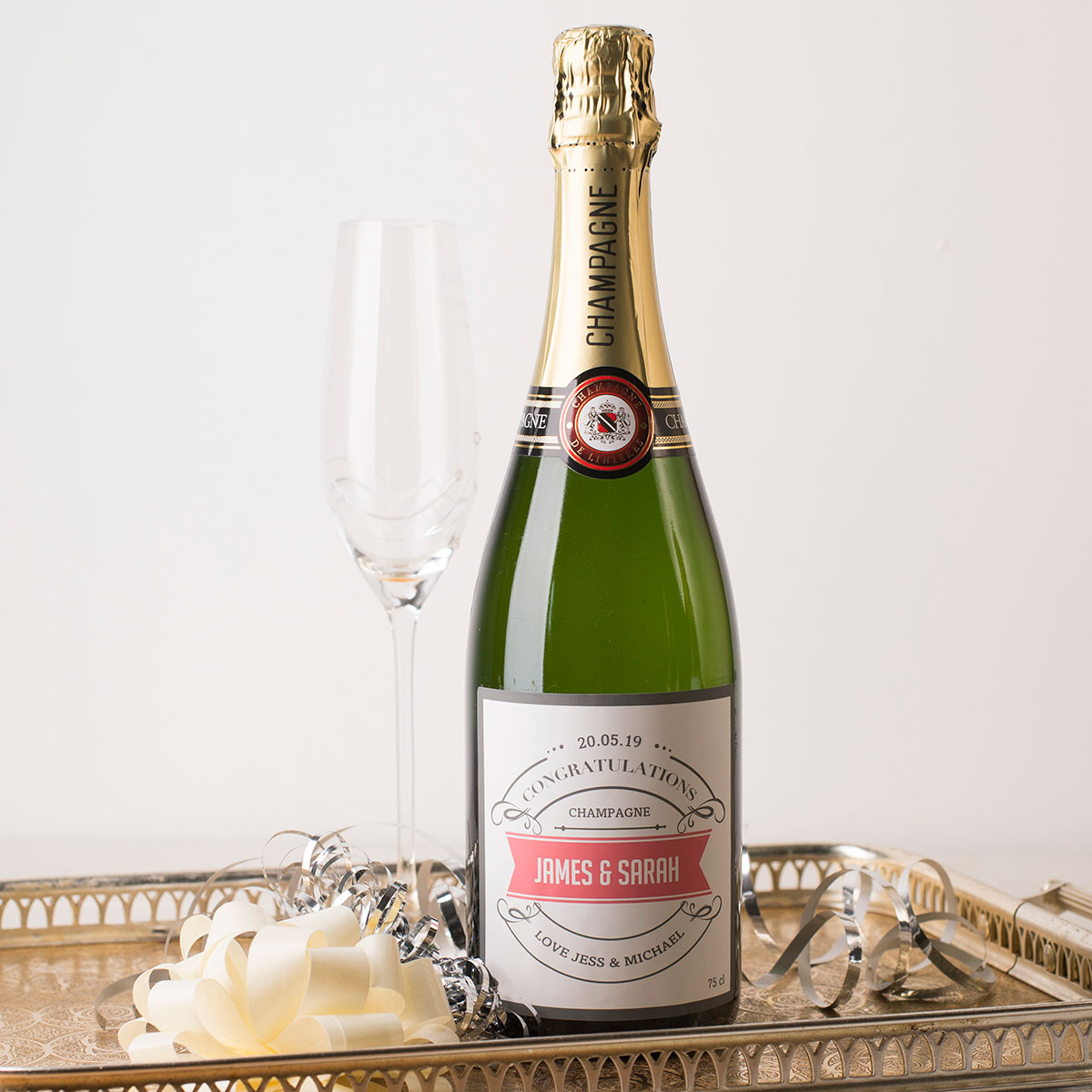 Personalised Luxury Champagne - Congratulations - Pink Banner