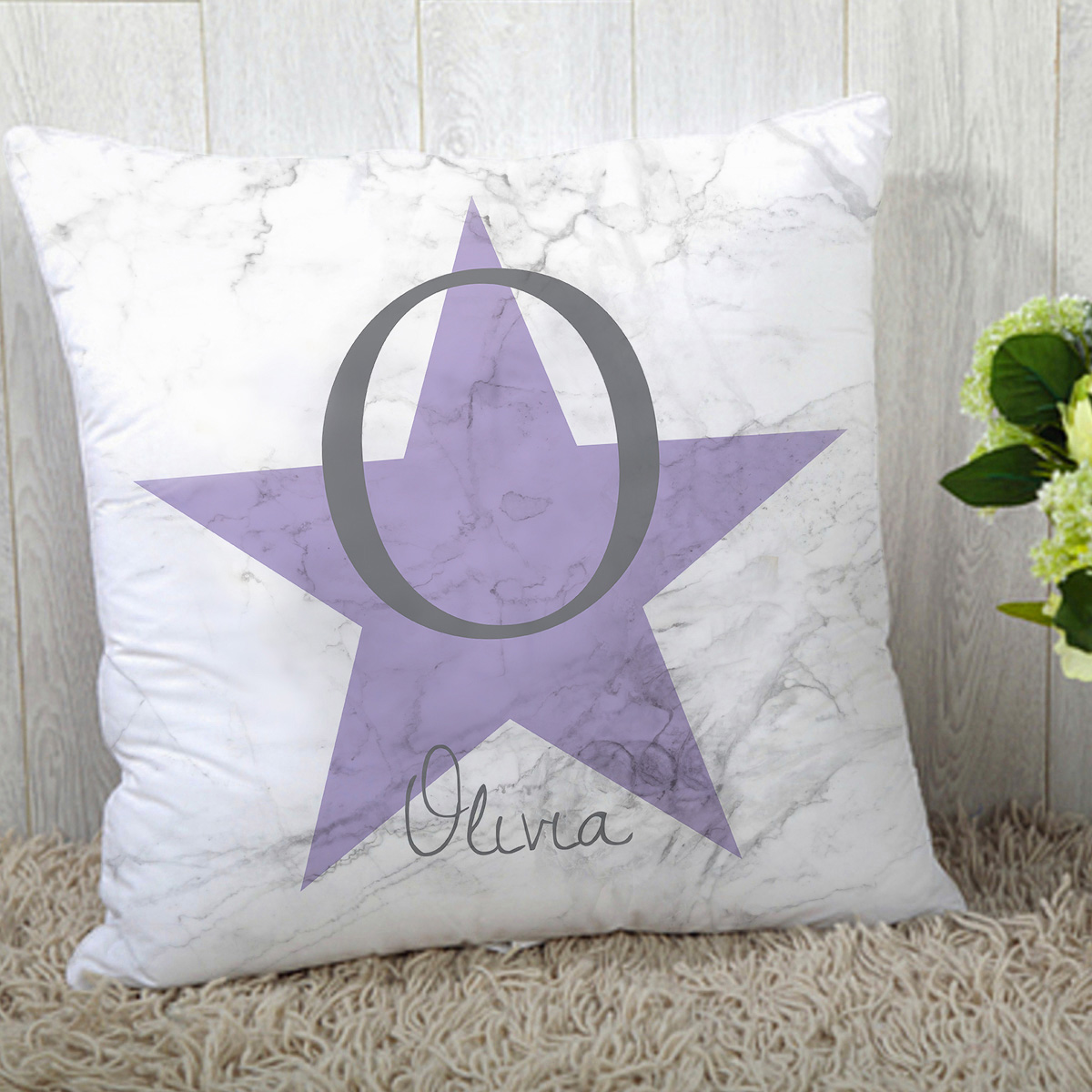 Personalised Cushion - Marble Star Initial & Name