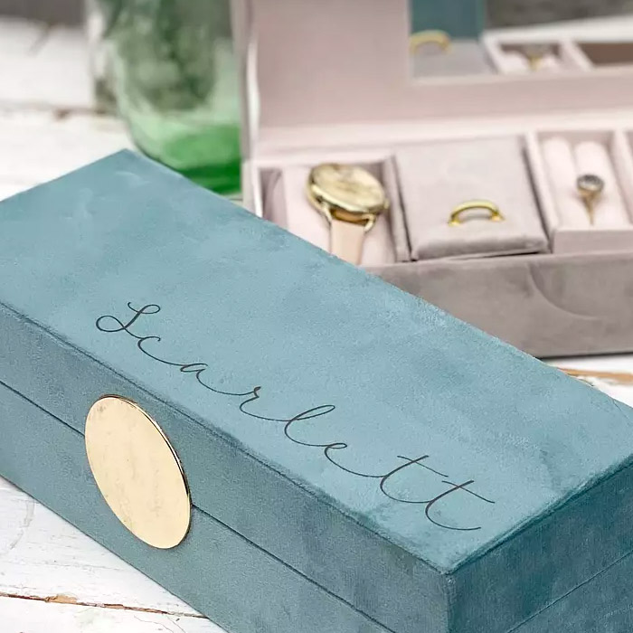 Personalised Velvet Rectangle Jewellery Box
