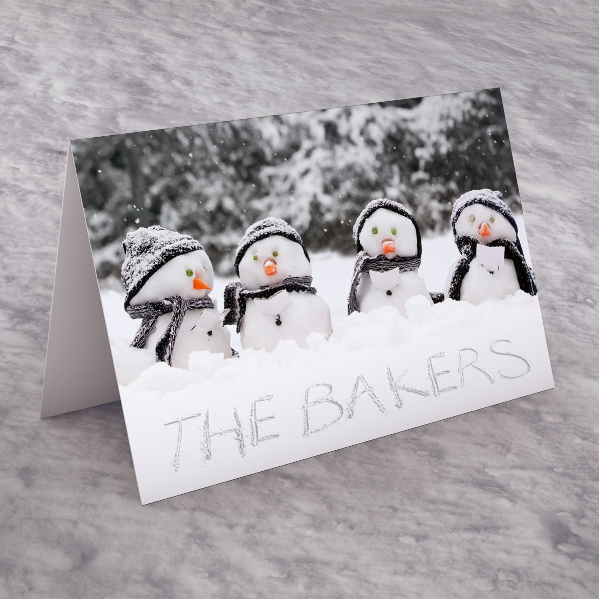 Personalised Christmas Card - Snowman Family