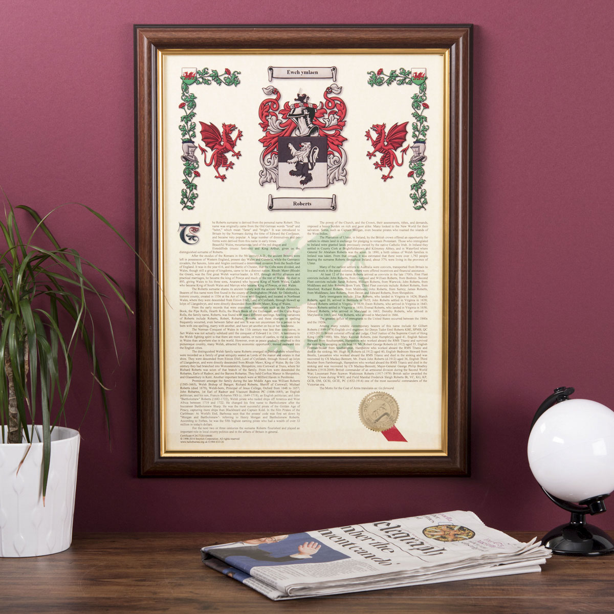 Personalised Framed Print - Family Crest & Surname History