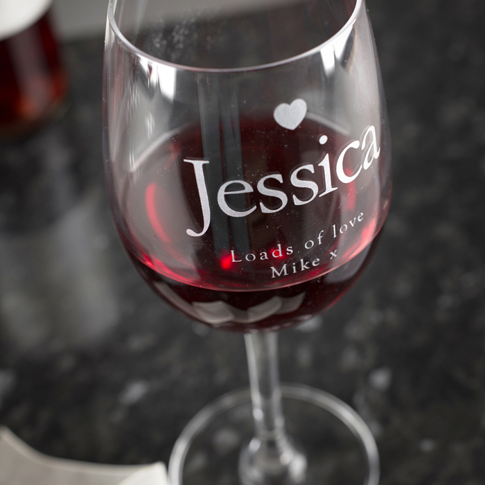 Personalised Wine Glass - Love Heart