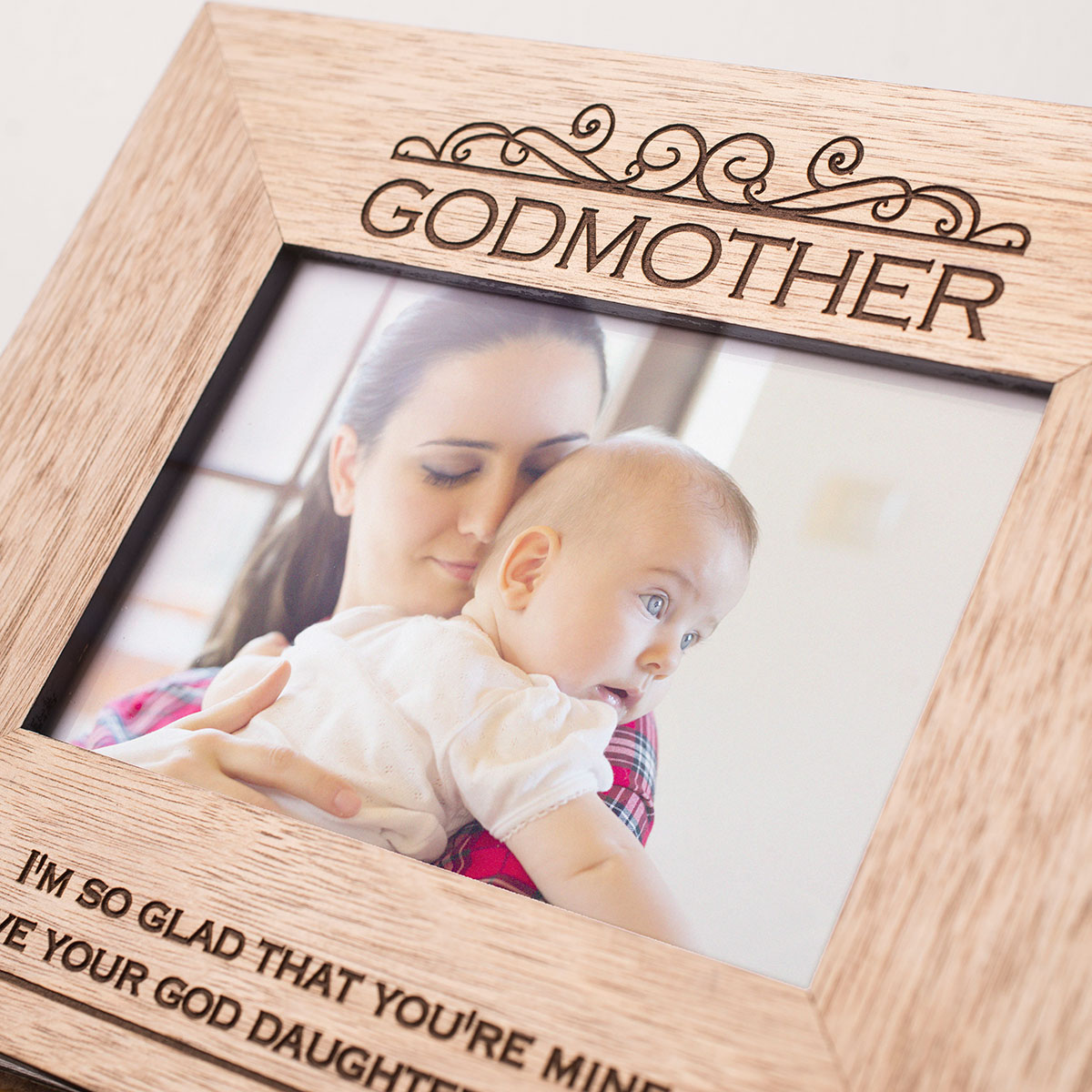 Engraved Wooden Photo Frame - Godmother