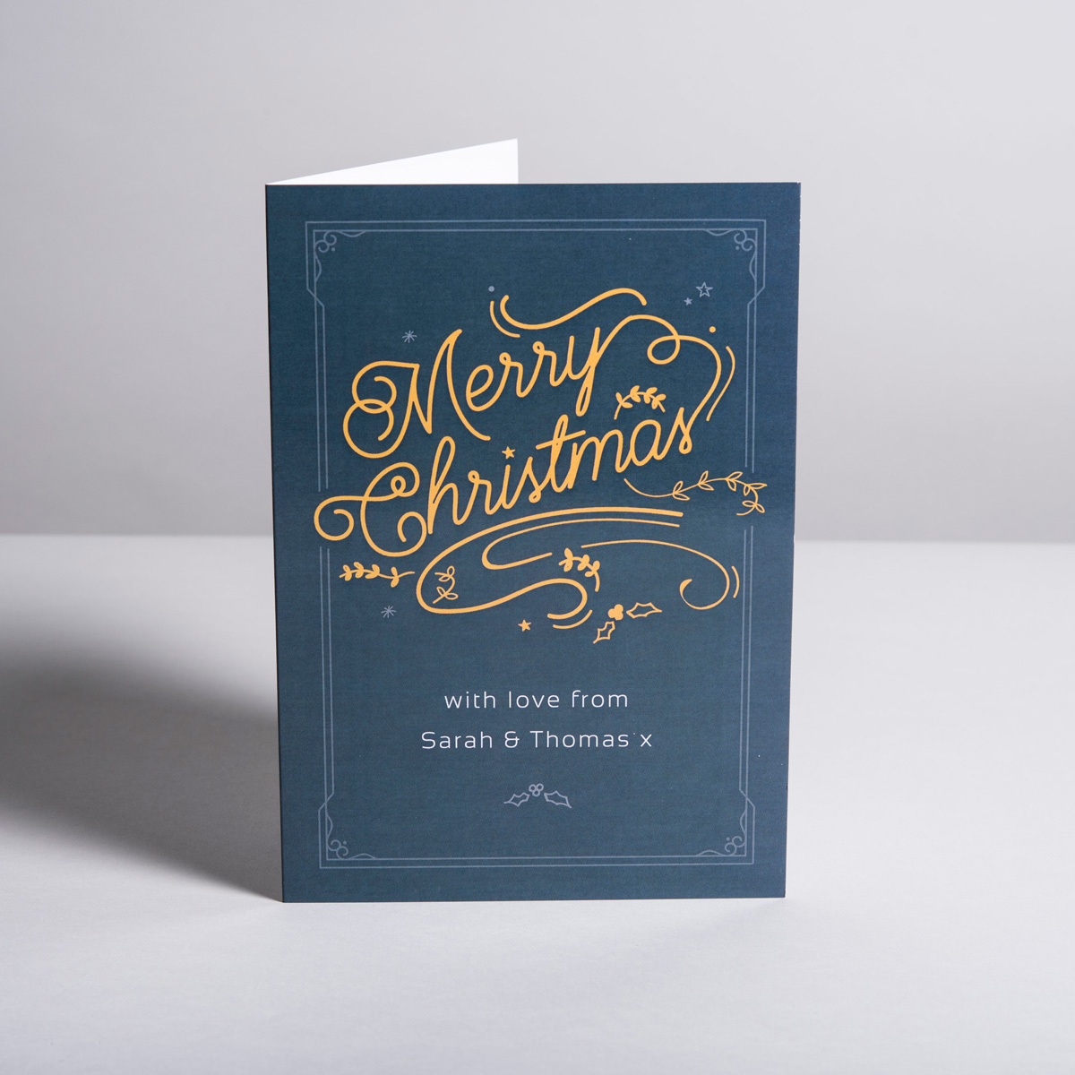 Personalised Card - Merry Christmas Grey