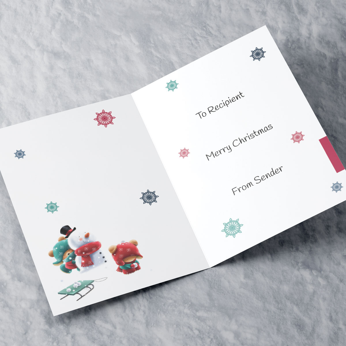 Personalised Hugs Christmas Card - Snowball Fight
