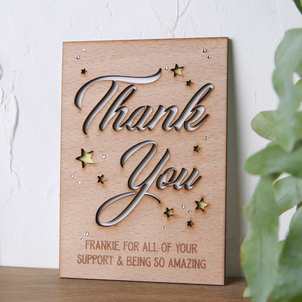 Personalised Wooden Card - Thank You