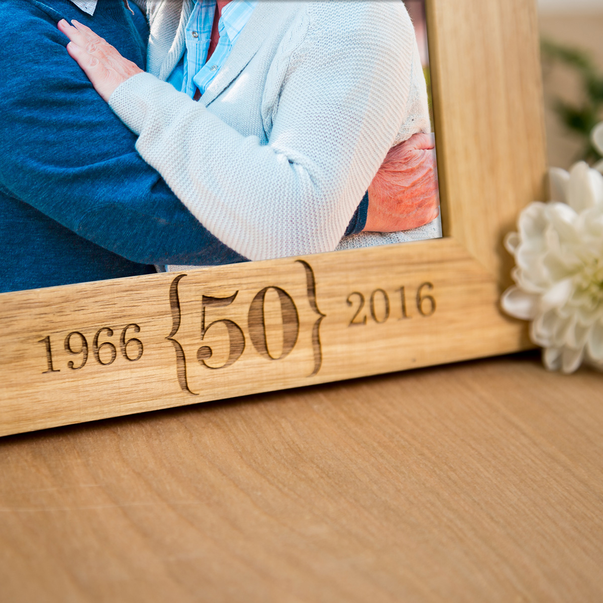 Personalised Wooden Photo Frame - 50th Anniversary