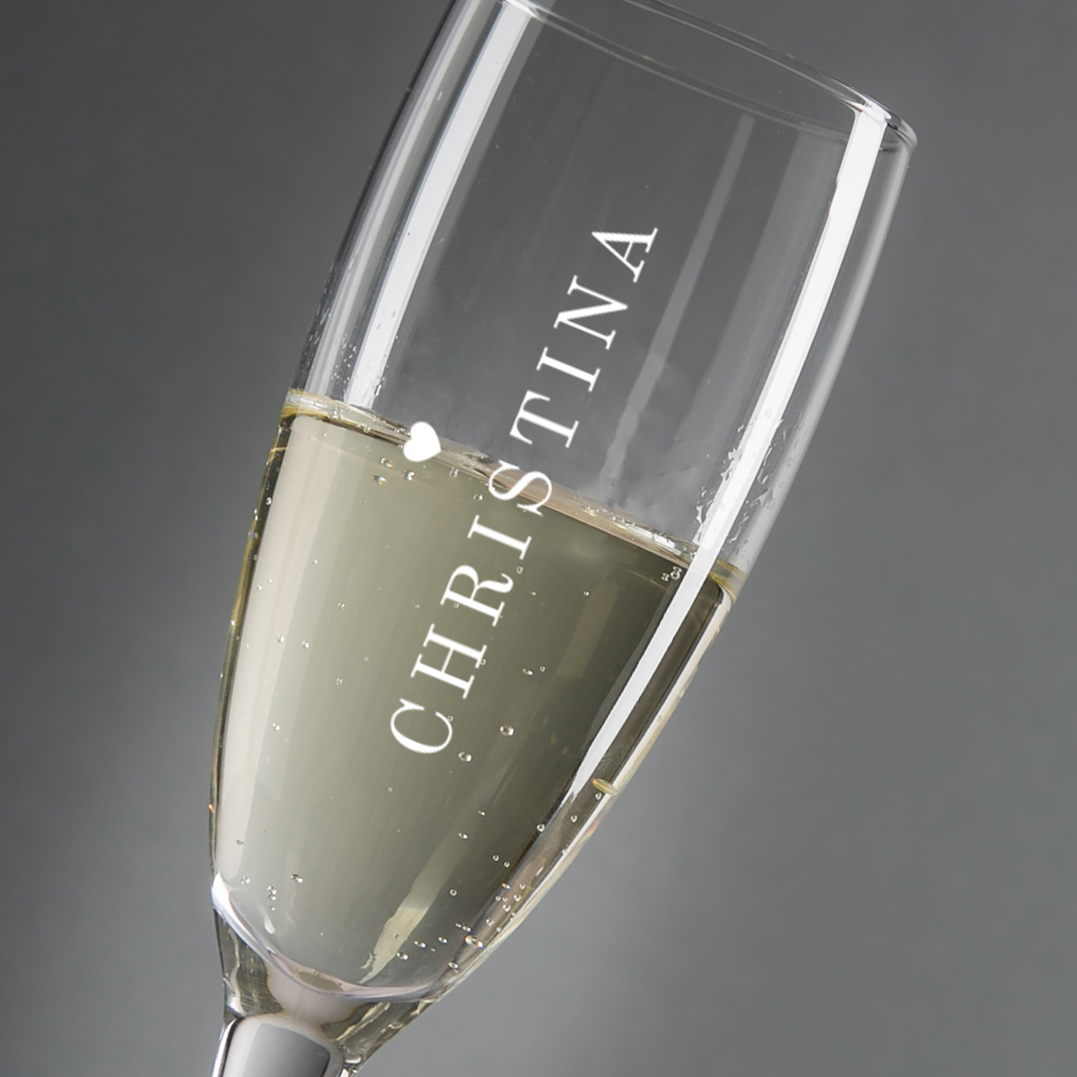 Personalised Champagne Flute - Heart & Name