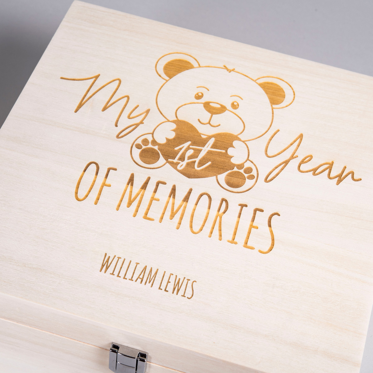 Personalised Wooden Storage Box - My 1st Year Of Memories