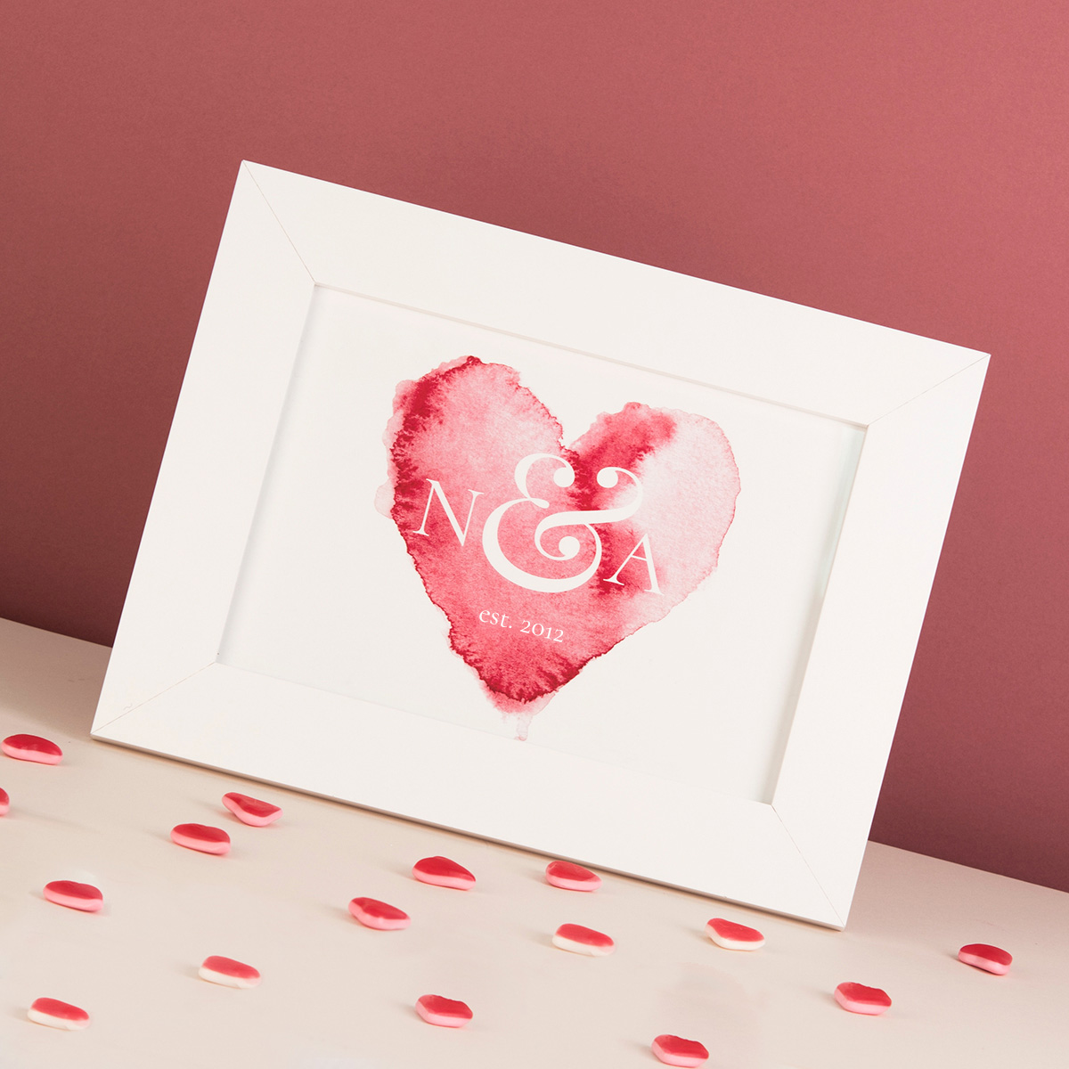 Personalised Framed Print - Watercolour Heart