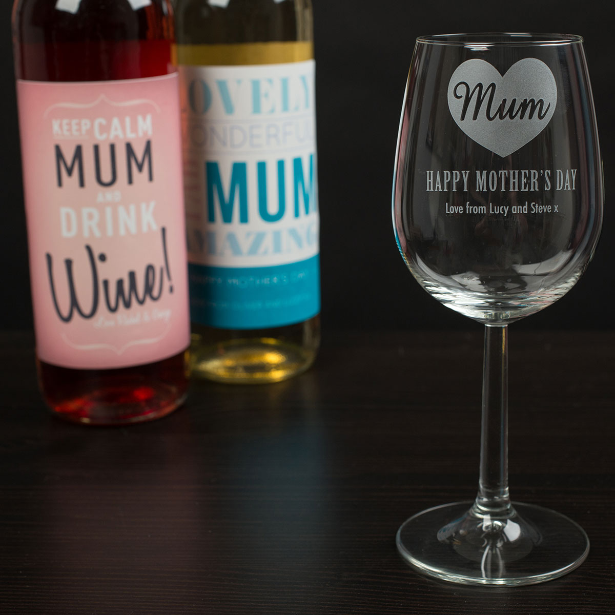 Personalised Wine Glass - Mother's Day Heart