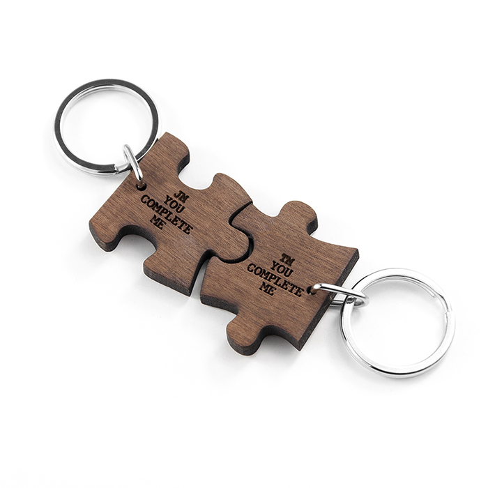 Personalised Set of 2 You Complete Me Jigsaw Key Rings