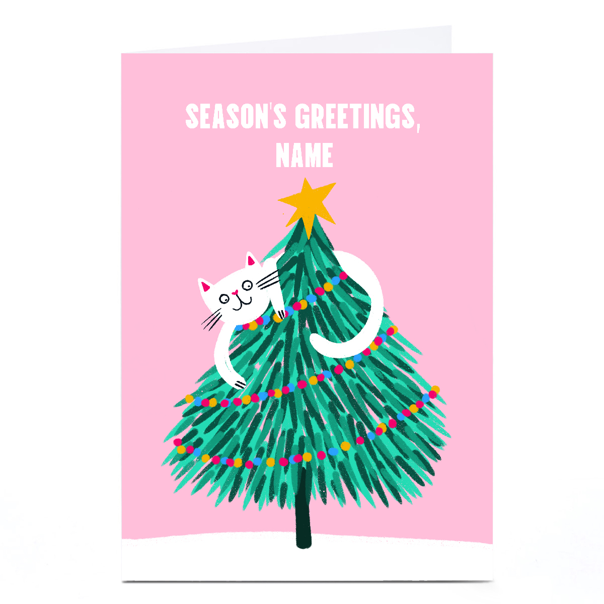 Personalised Lucy Maggie Christmas Card - Cat in Tree