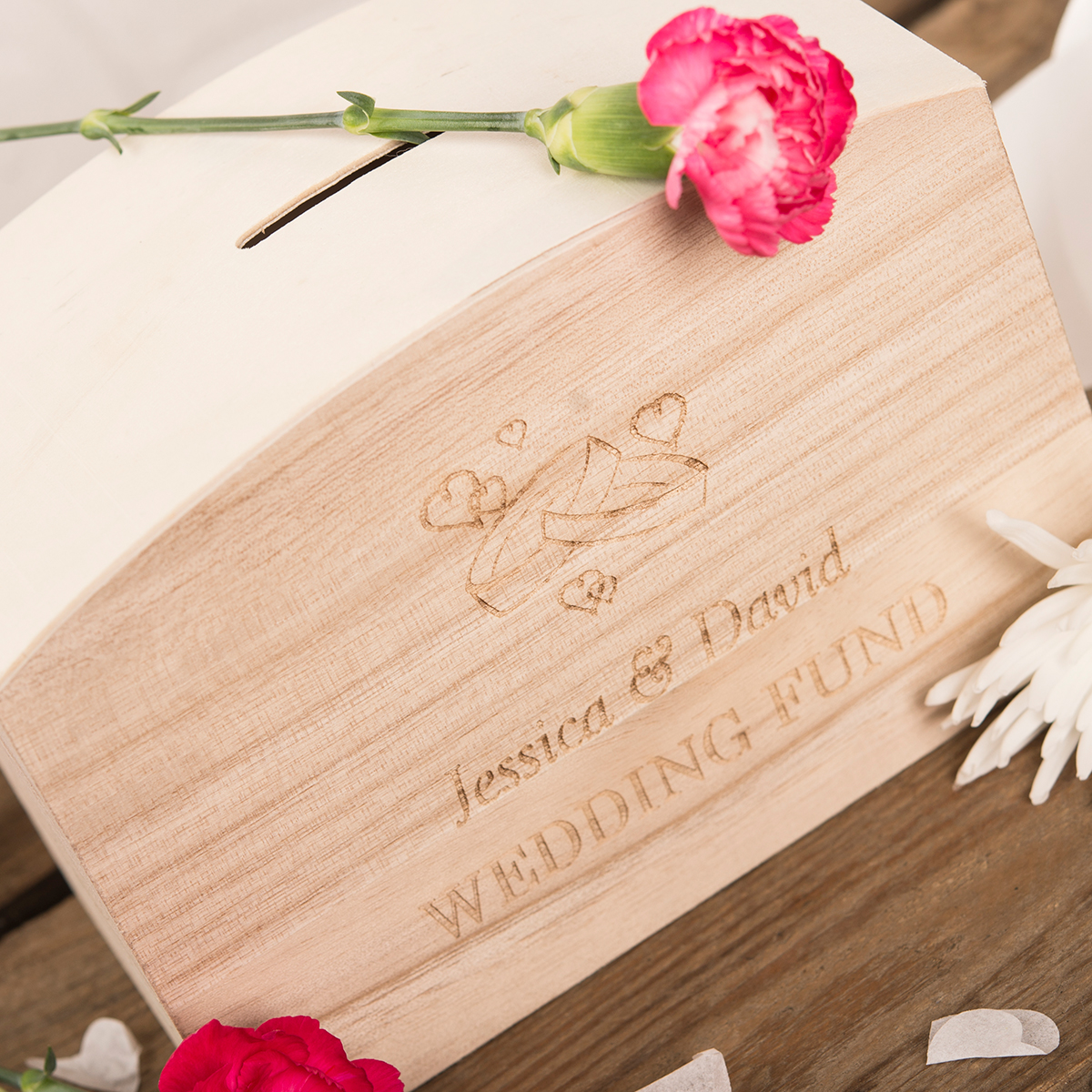 Personalised Wooden Money Box - Wedding Fund