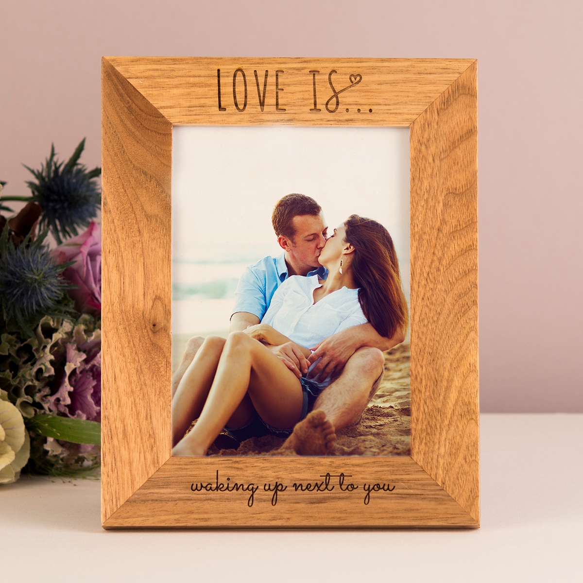Engraved Wooden Photo Frame - Love Is...