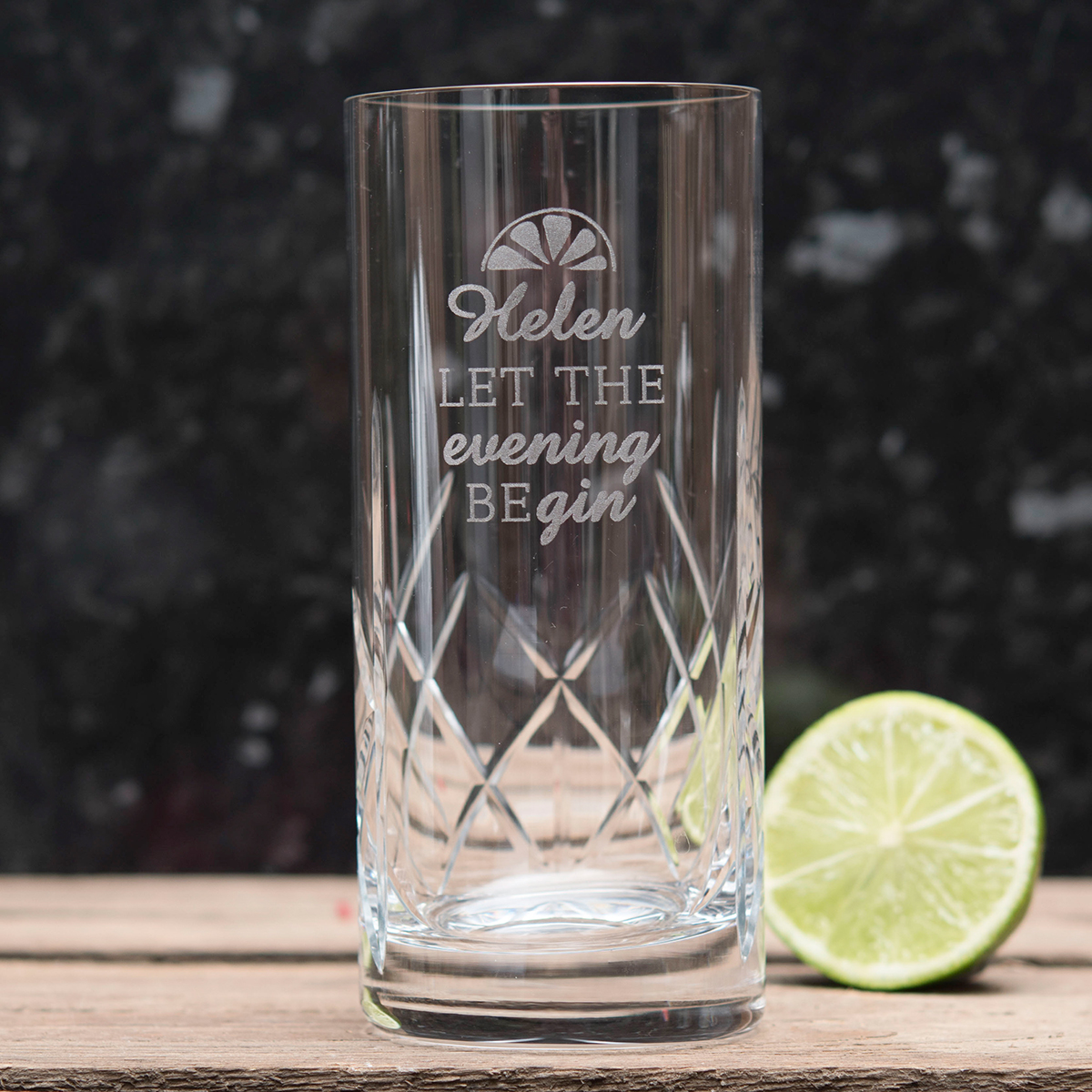 Engraved Crystal Highball Glass - Let the Evening Be-Gin