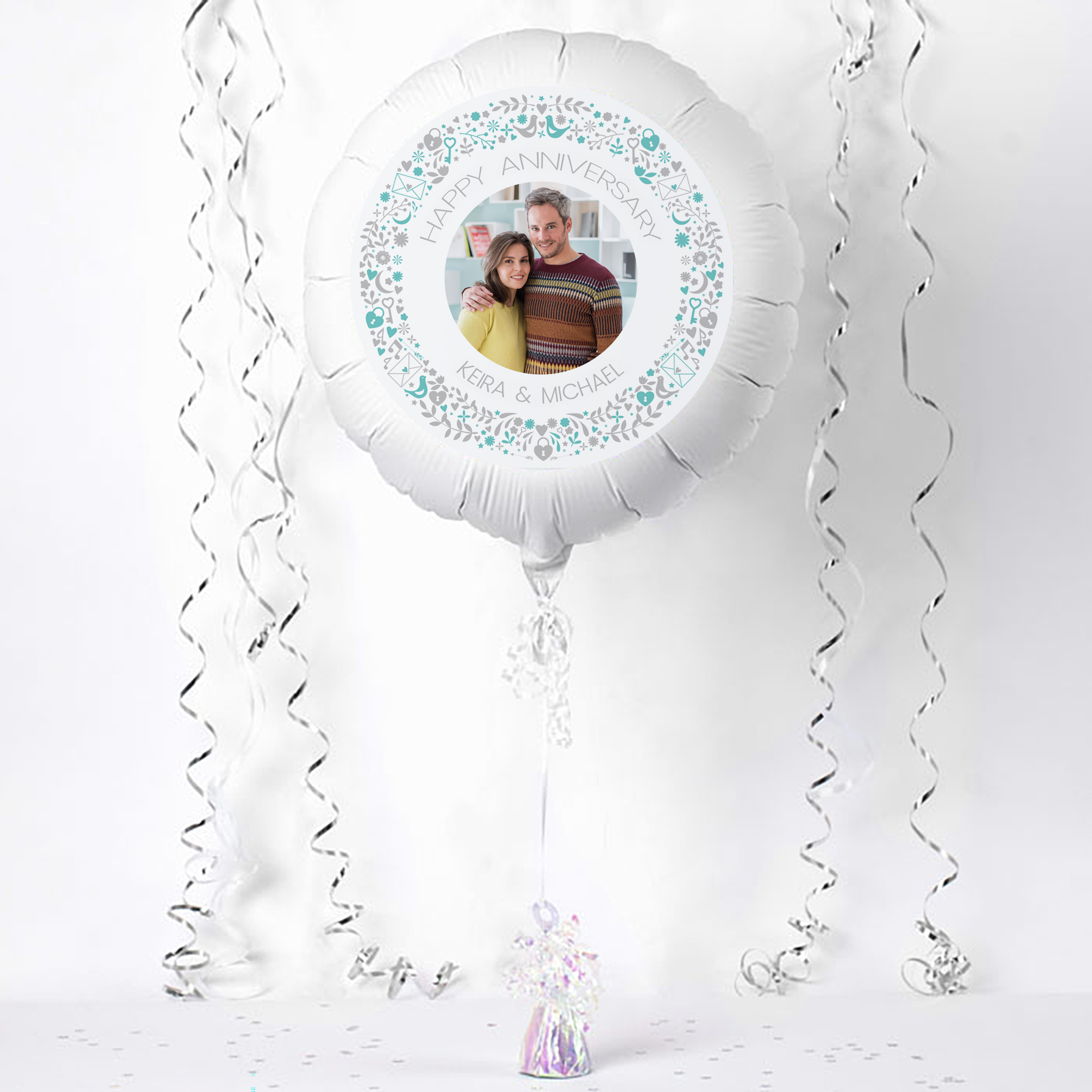 Personalised Photo Upload Large Helium Balloon - Heart Border, Any Message