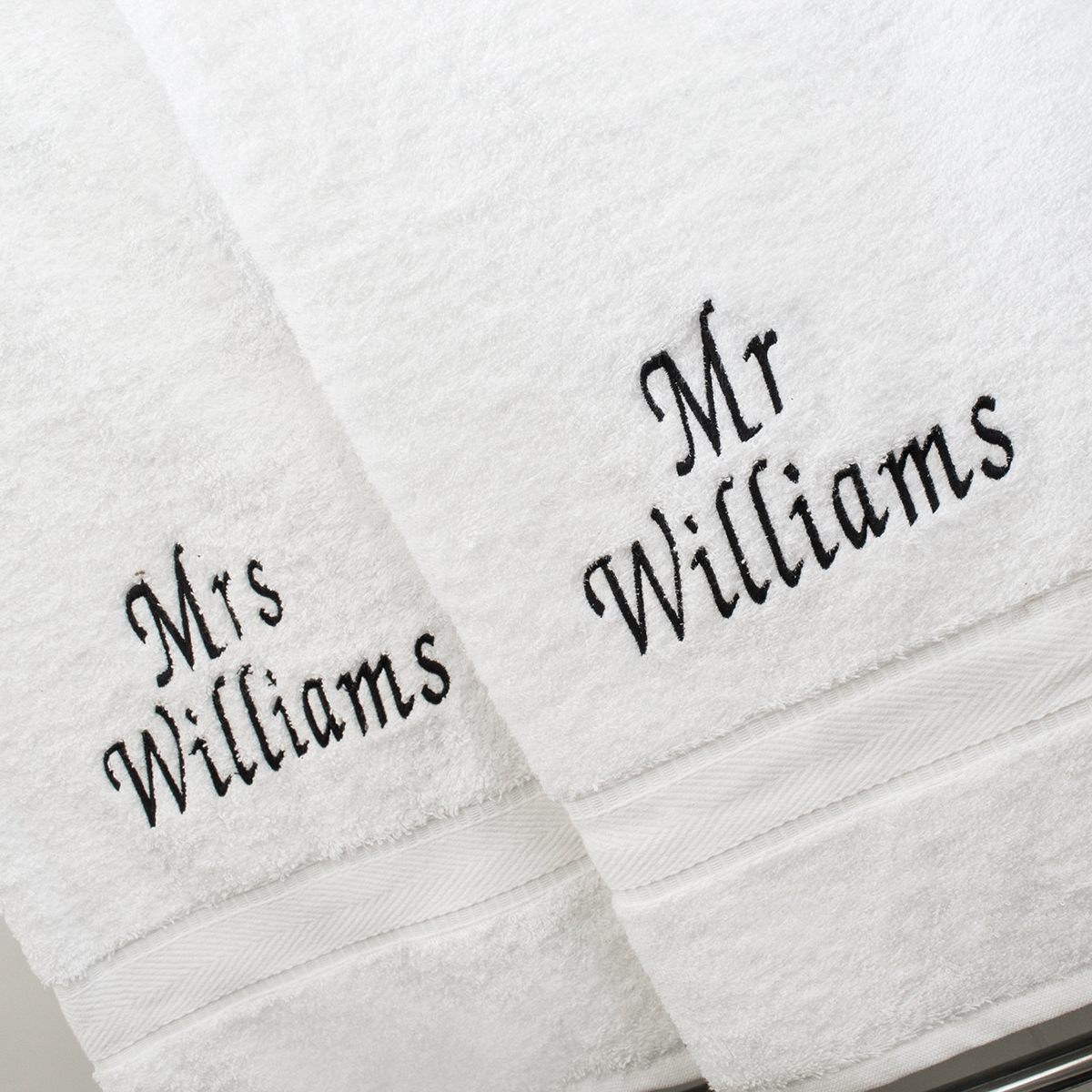 Personalised Set Of 2 Bath Towels - His and Hers 