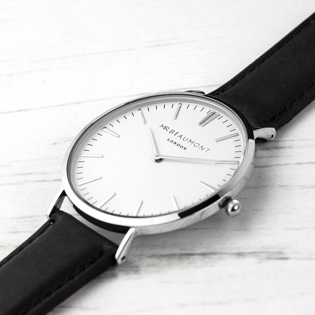 Personalised Men's Modern-Vintage Leather Watch In Black