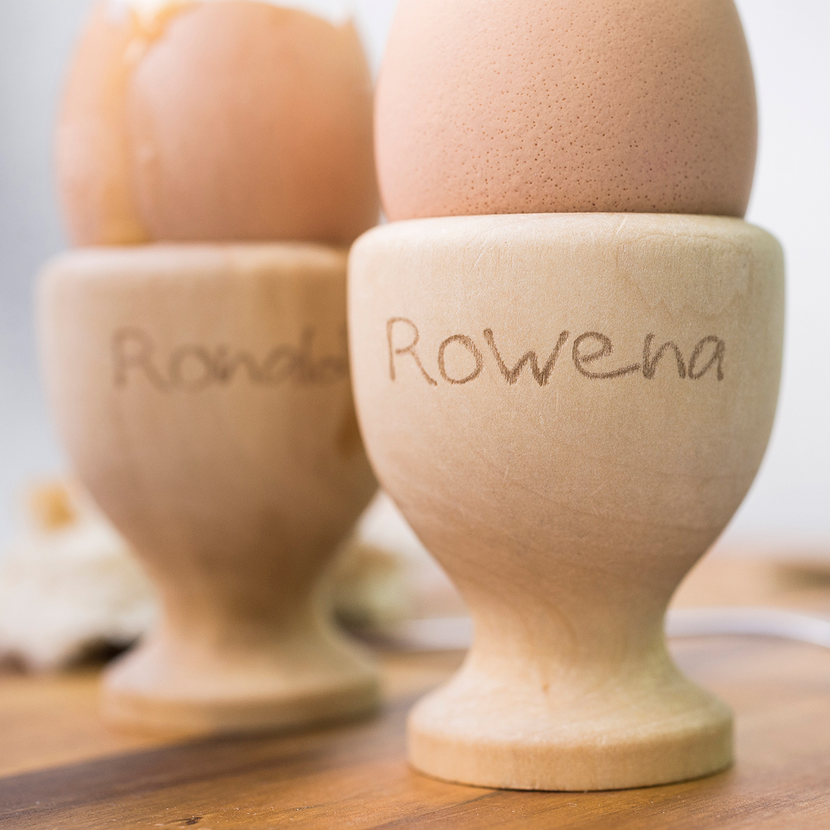 Personalised Set Of 2 Wooden Egg Cups - His & Hers