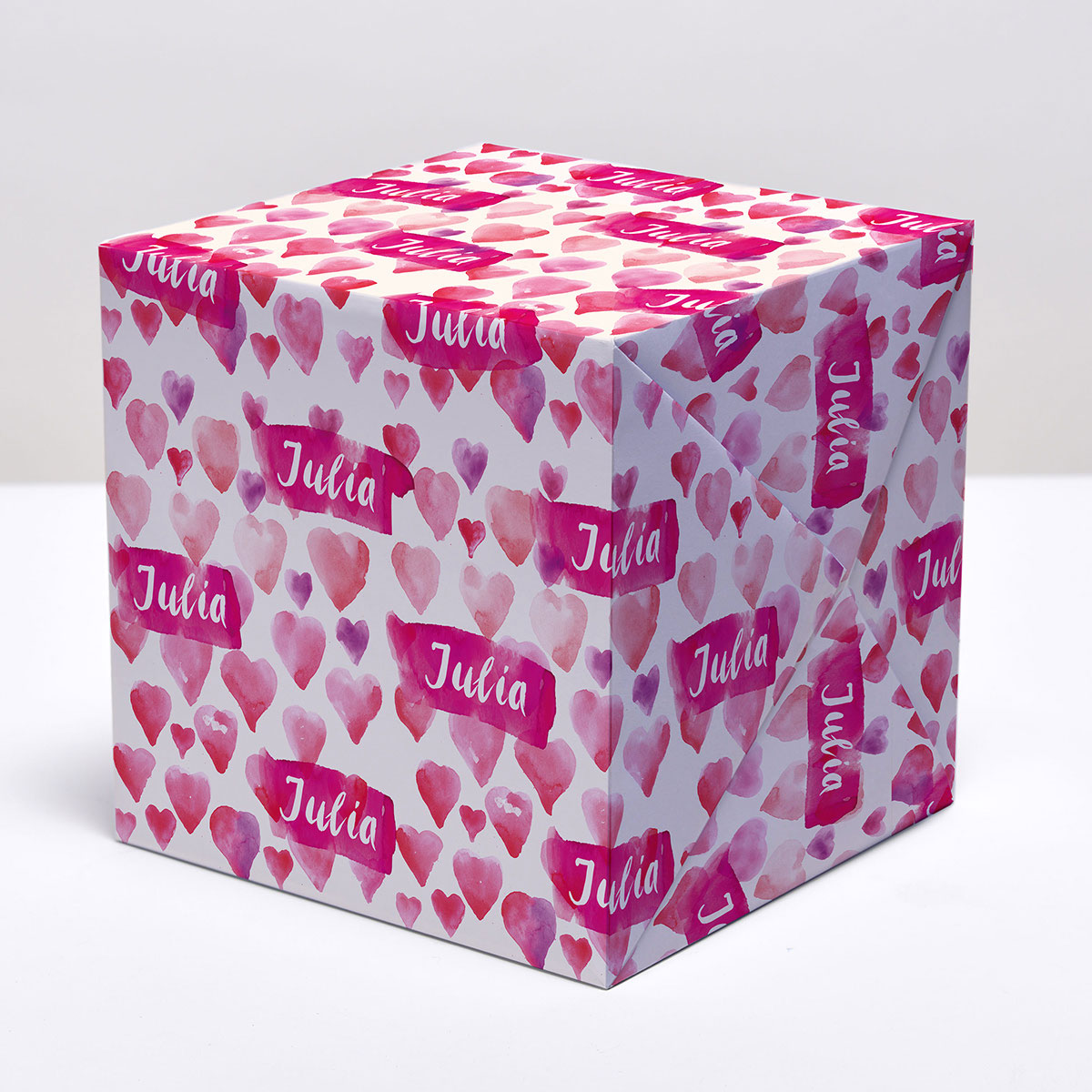 Personalised Wrapping Paper - Pink Watercolour Hearts