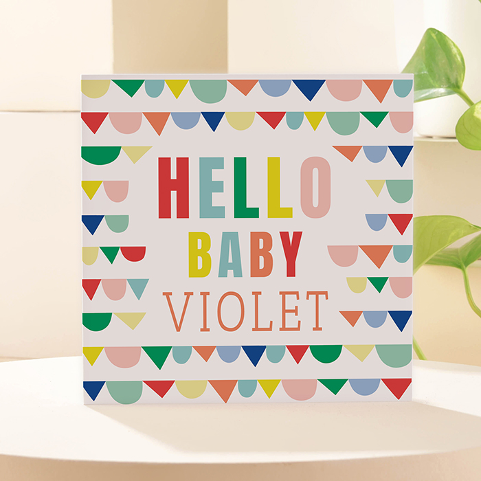 Personalised Card - Rainbow Bunting Baby