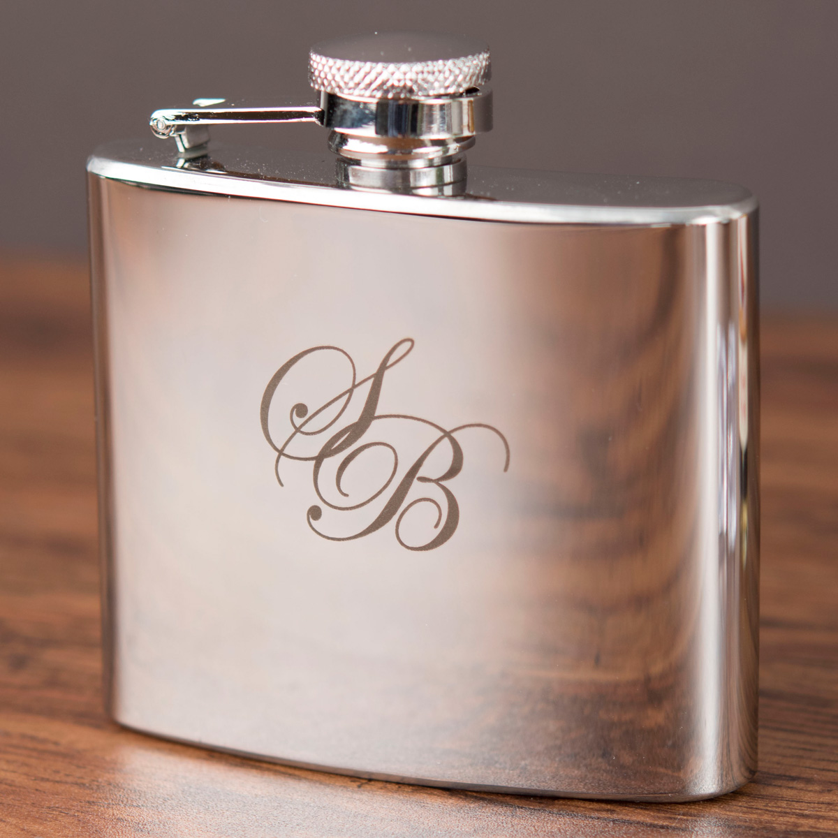 Engraved Stainless Steel Hip Flask - Initials