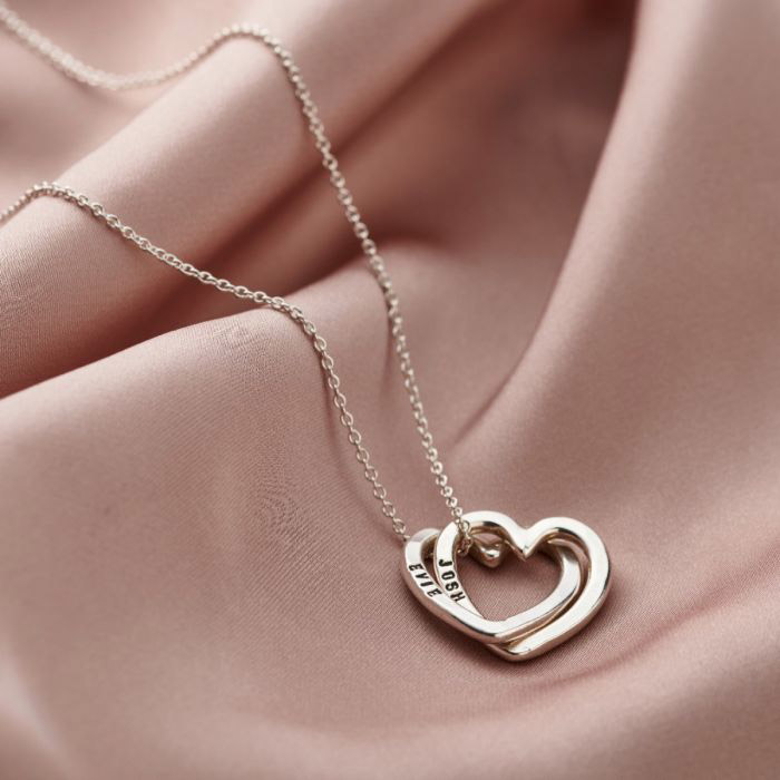 Personalised Interlinking Hearts Necklace