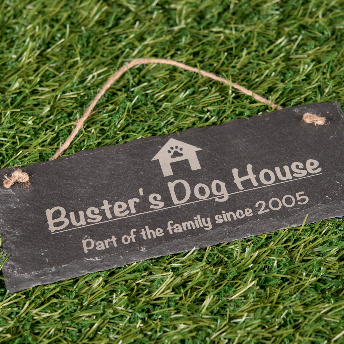 Personalised Hanging Slate Sign - Dog House