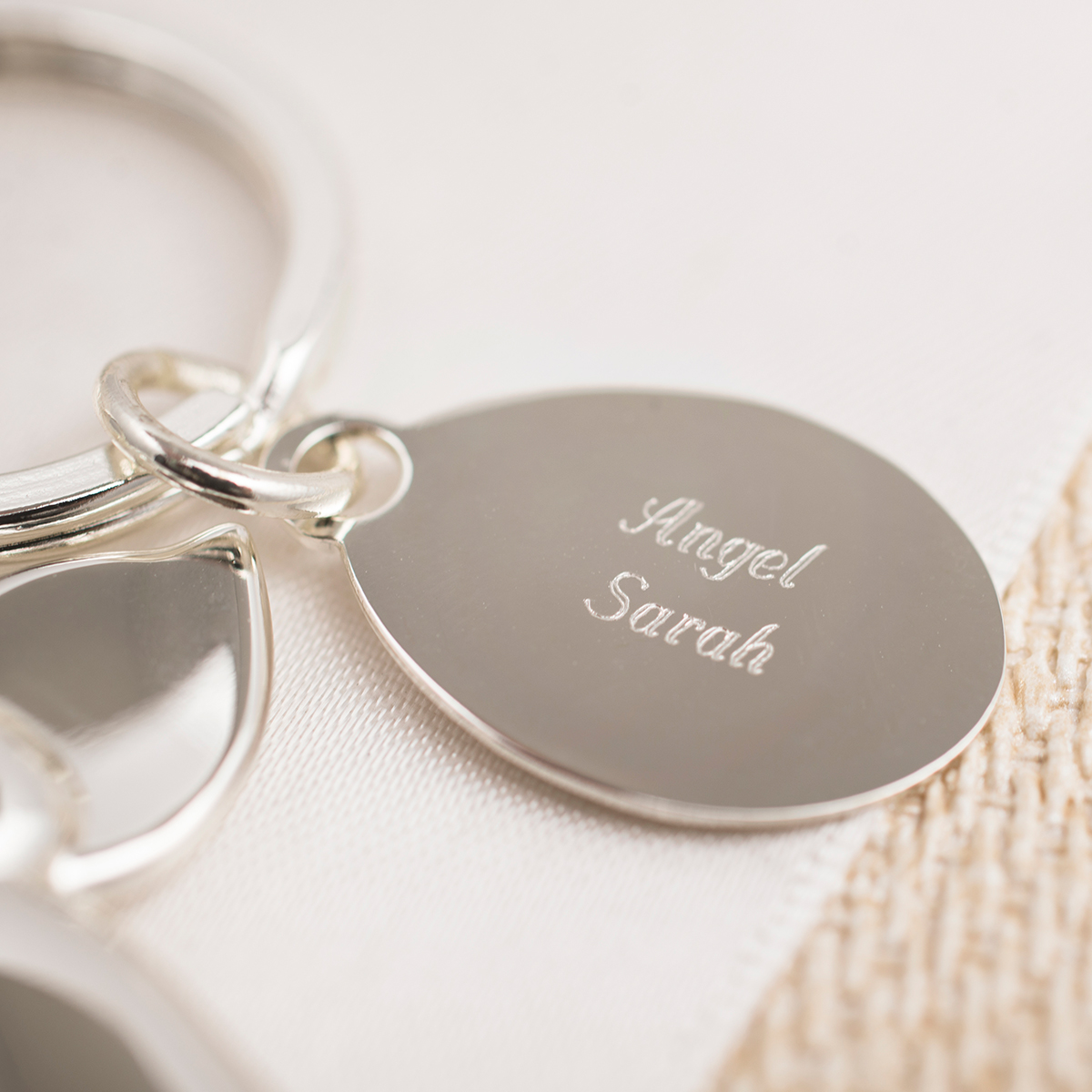 Engraved Guardian Angel Silver-Plated Key Ring