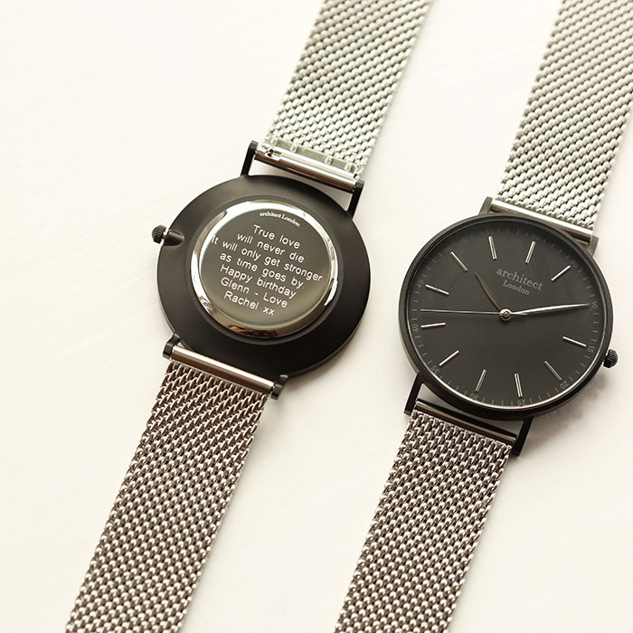 Men's Personalised Minimalist Watch - Mesh Silver Strap