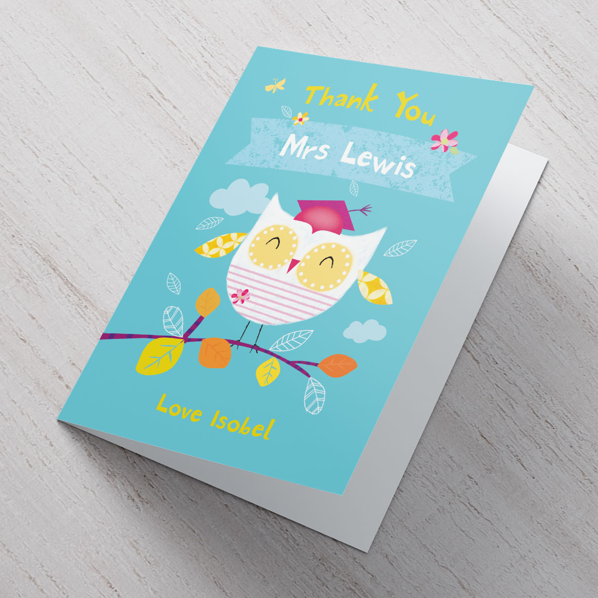 Personalised Card - Best Teacher - White Owl