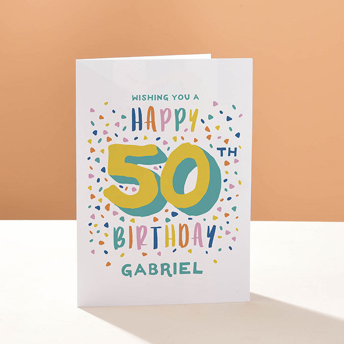 Personalised Card - 50th Birthday Confetti