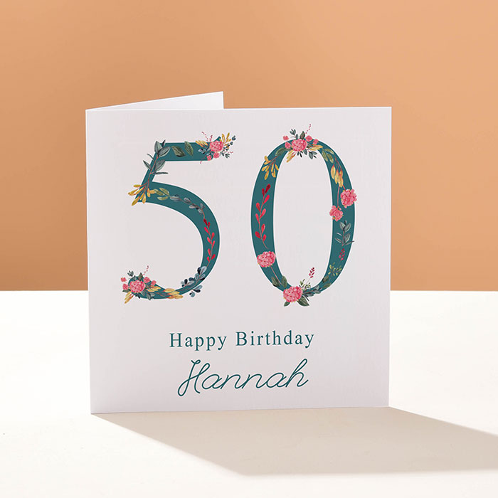 Personalised Card - Floral Square 50