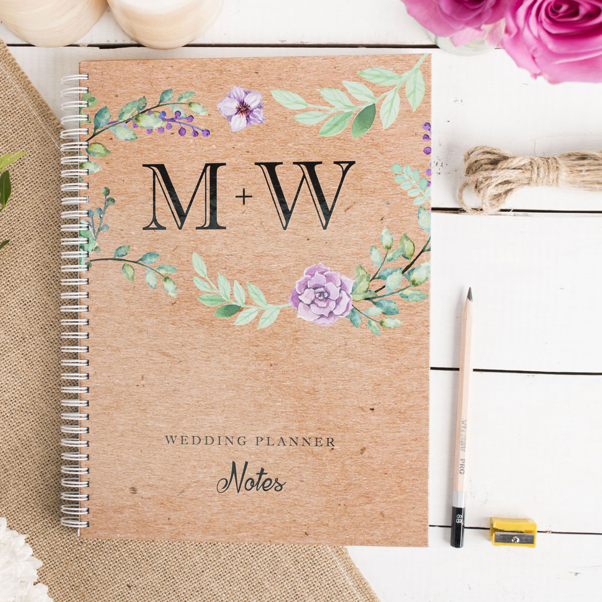 Personalised Notebook - Wedding Notes, Couples Initials