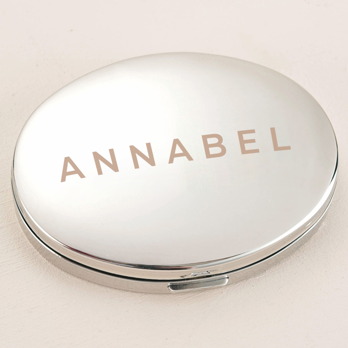 Create Your Own - Engraved Silver Oval Compact Mirror