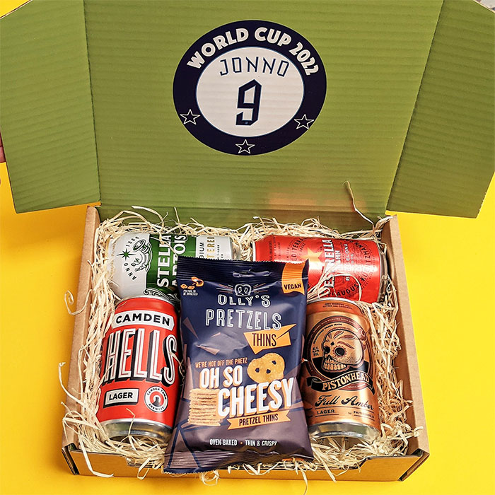 Personalised England Football Beer And Snacks Box