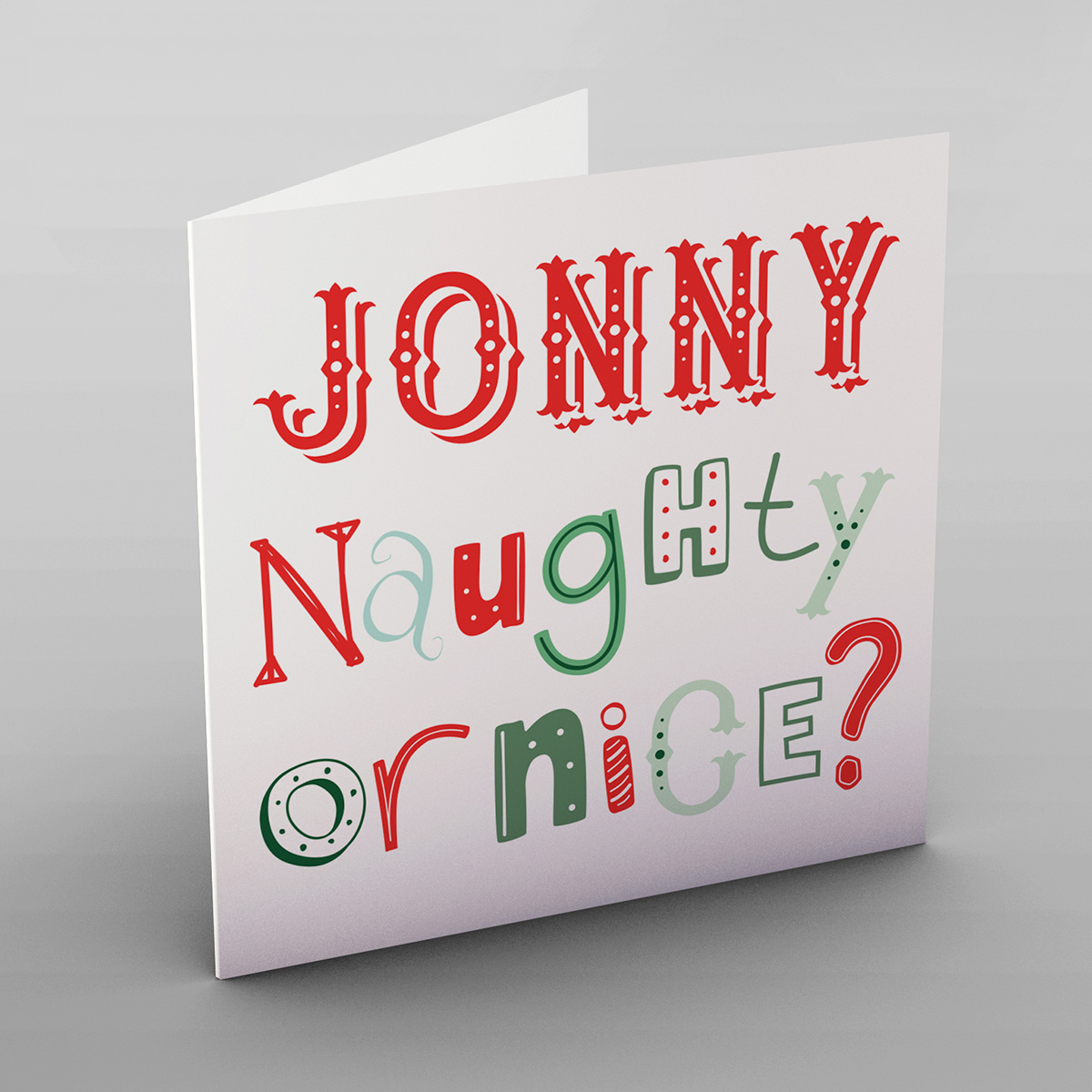 Personalised Christmas Card - Naughty or Nice