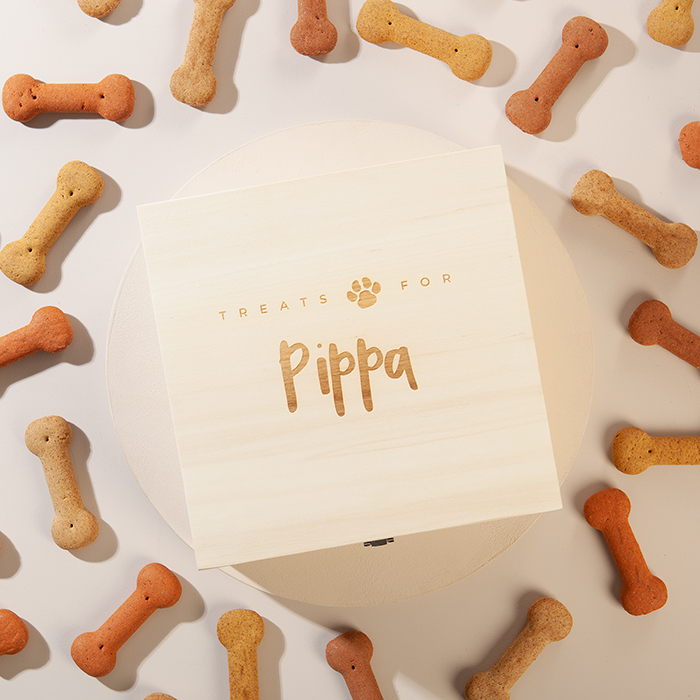 Engraved Wooden Treat Box - Pet Dog