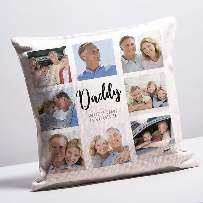 Multi Photo Upload Natural Cushion - Daddy 8 Photos