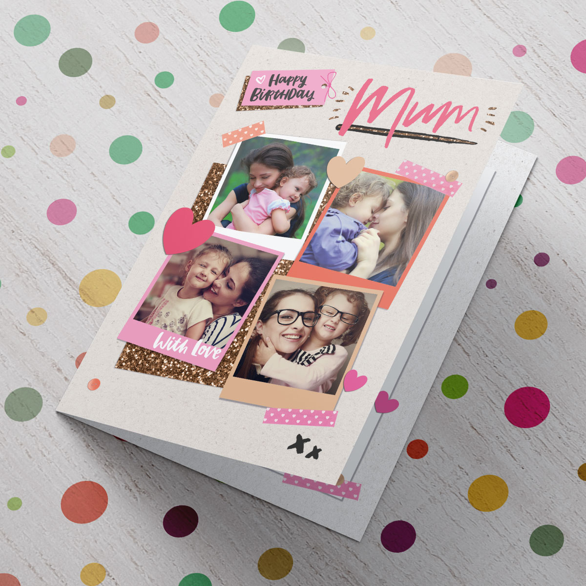 Multi Photo Upload Birthday Card - To Mum With Love