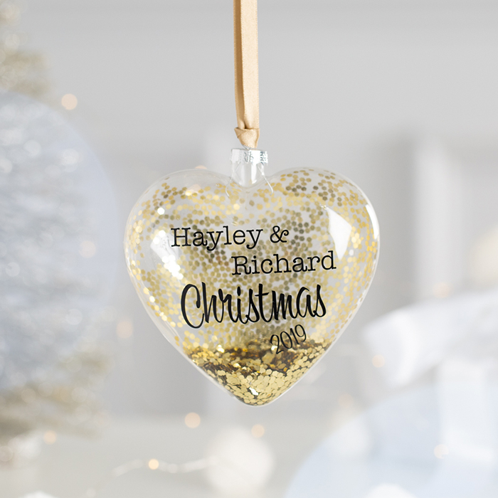 Personalised Heart Bauble - Couple's Christmas