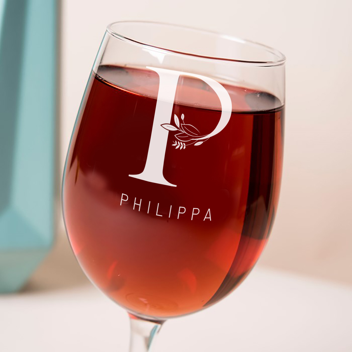 Personalised Wine Glass - Floral Initials