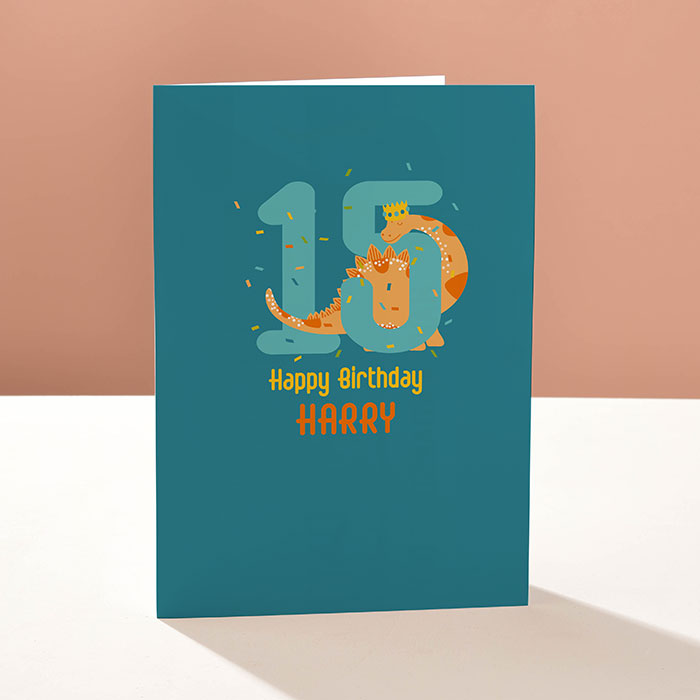Personalised Birthday Card - Dino Fifteen