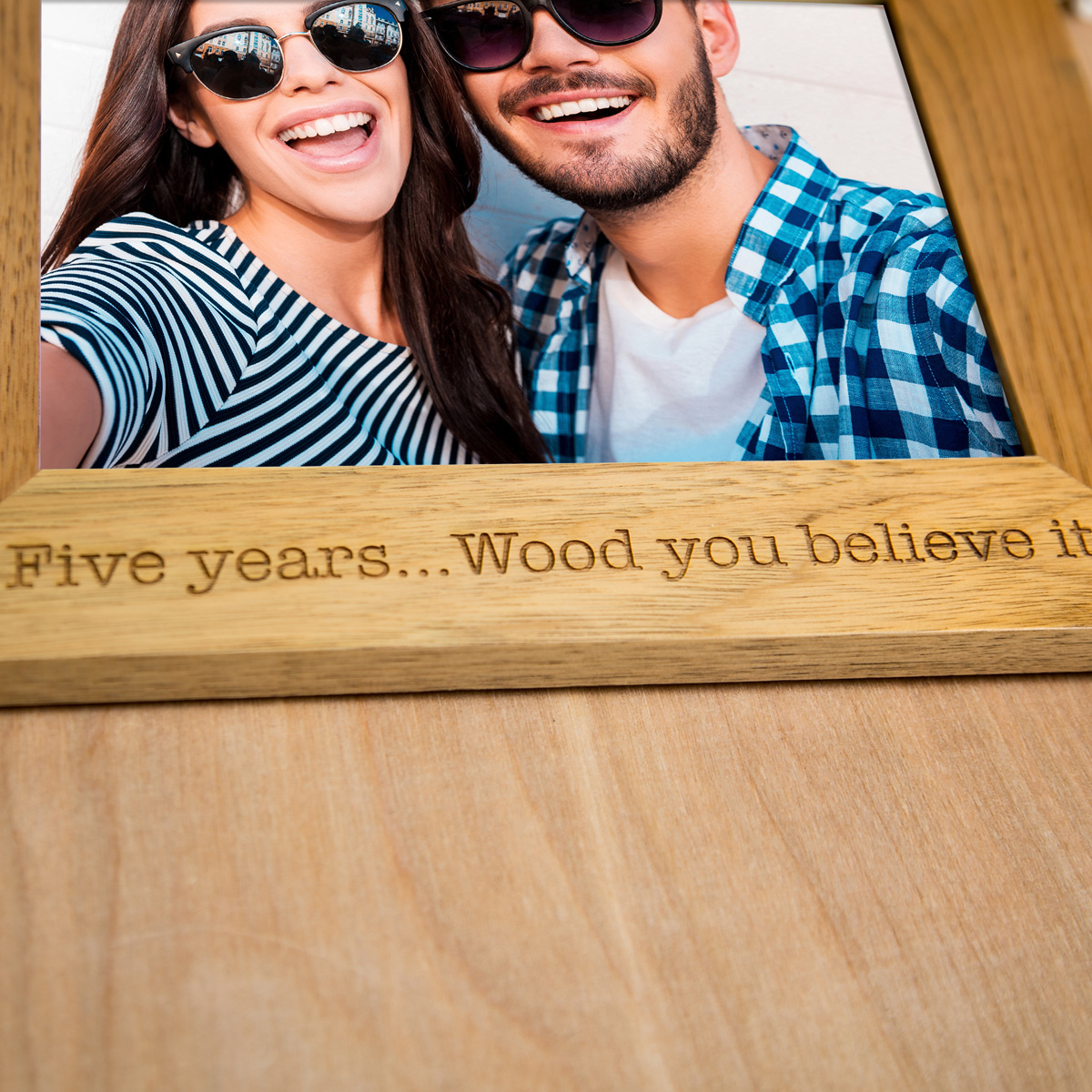 Personalised Wooden Photo Frame - Five Years, Wood You Believe It