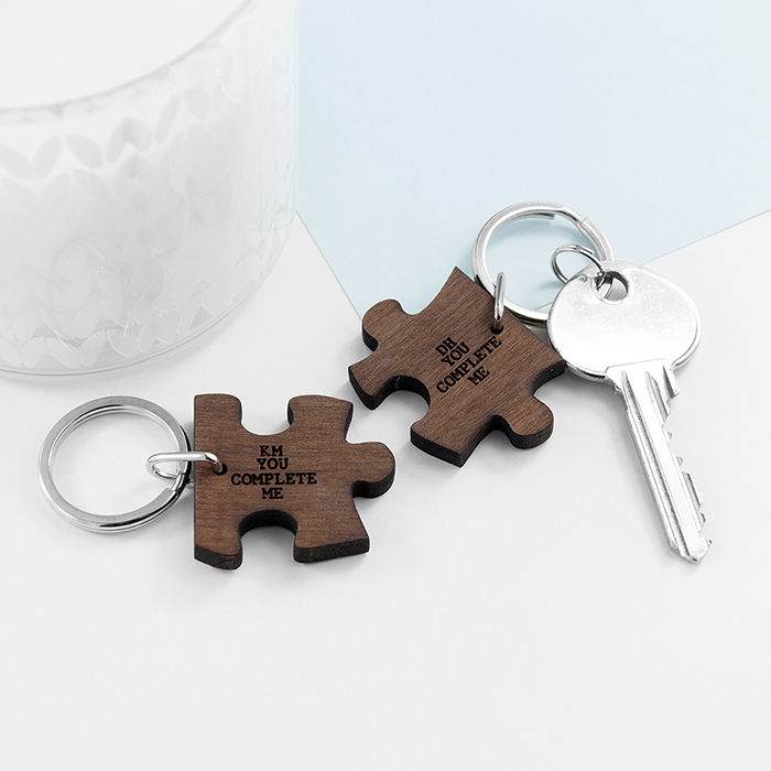 Personalised Set of 2 You Complete Me Jigsaw Key Rings
