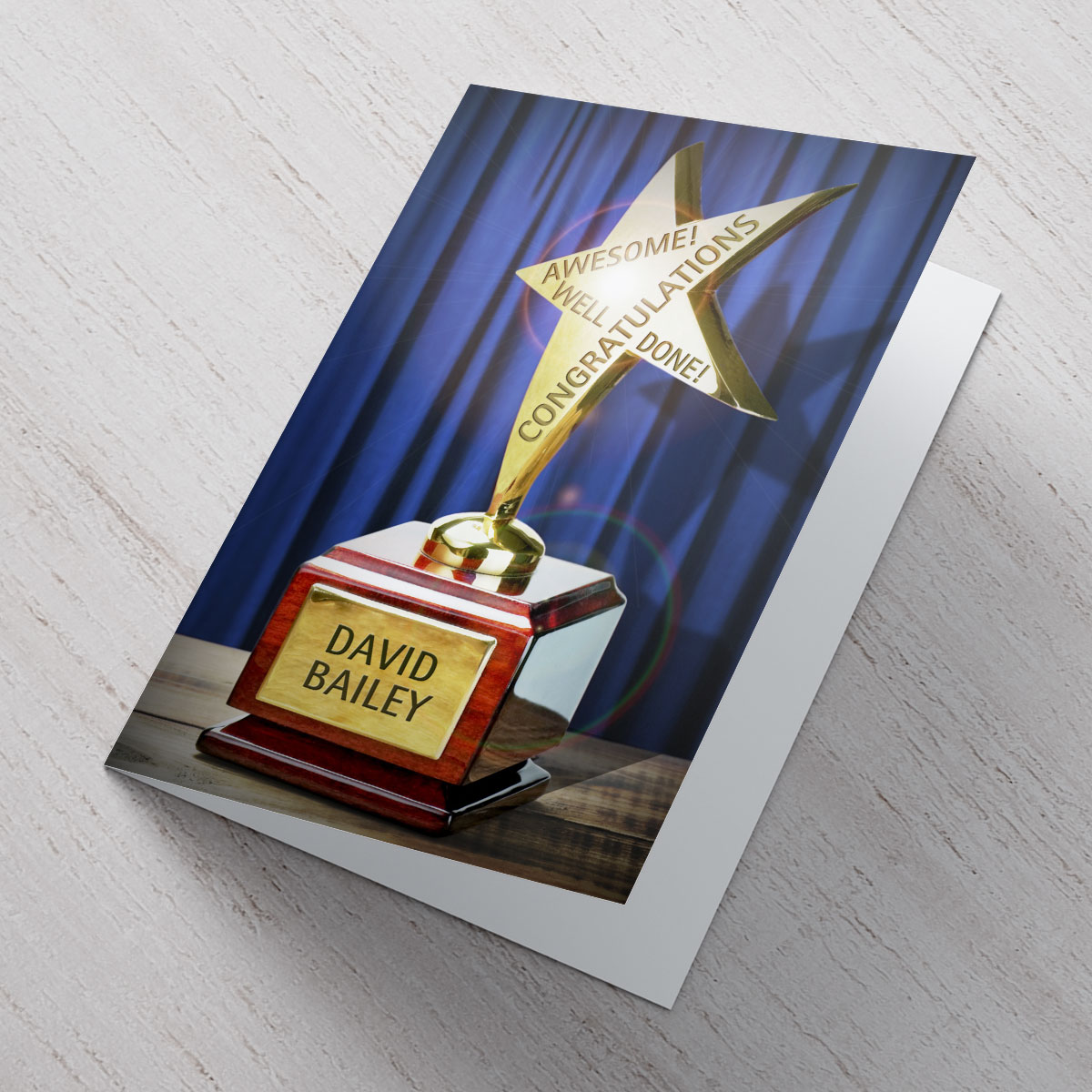 Personalised Card - Congratulations Star Trophy