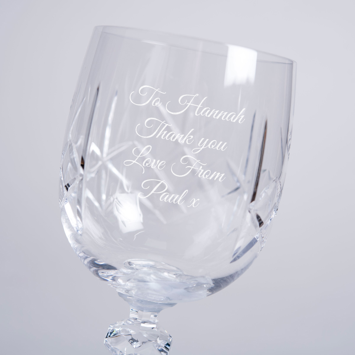 Personalised Cut Crystal Wine Glass - Message