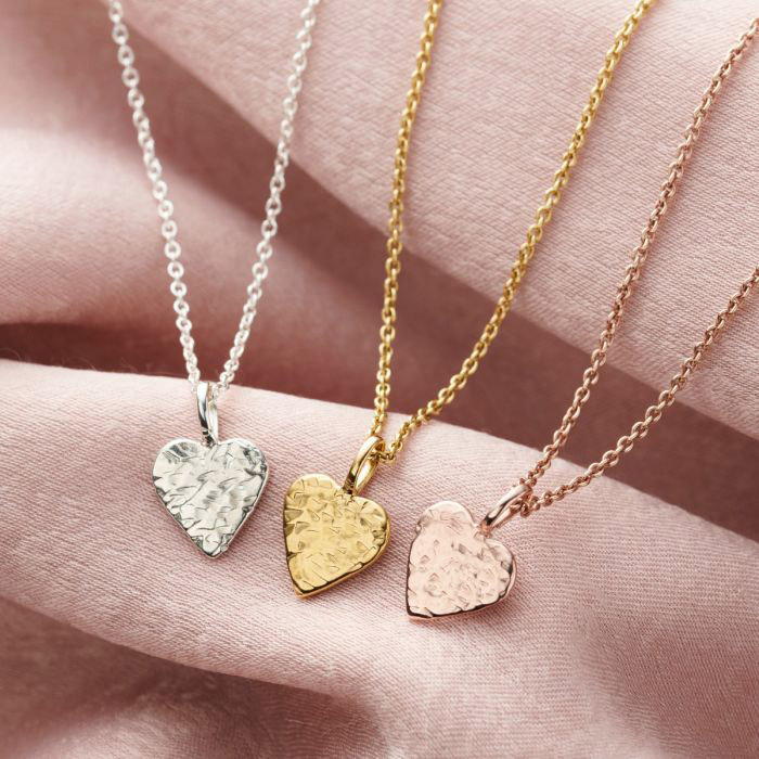Personalised Textured Heart Charm Necklace