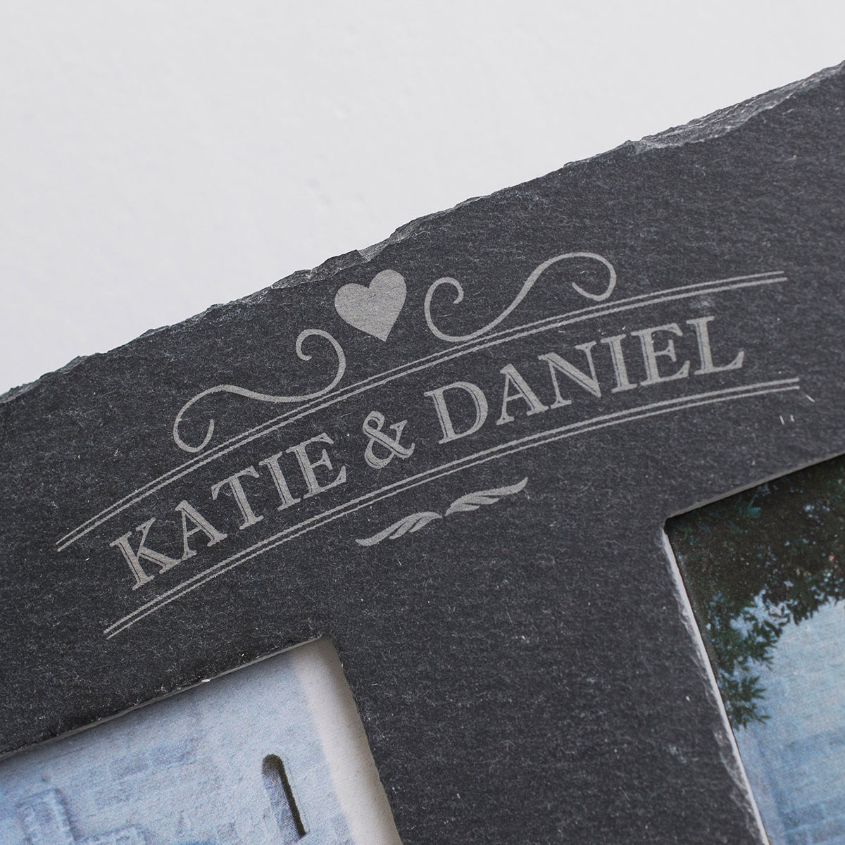 Engraved Double Slate Photo Frame - Couples In Love